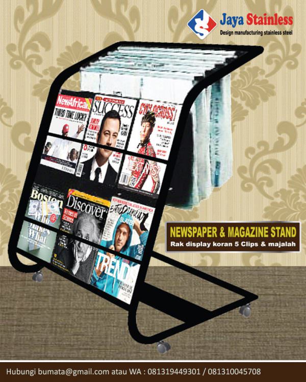 Newspaper Stand With Magazine Stand 5 Clips 611