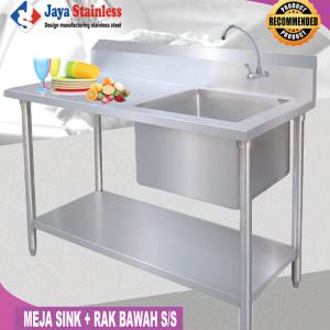 Meja sink 1 mangkuk cuci dengan rak bawah (terbuka)
