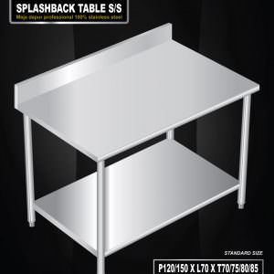 Meja stainless 2 susun dengan splashback JS-WTS.2S