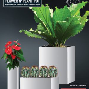Vas bunga dan pot tanaman stainless (lux square planter)
