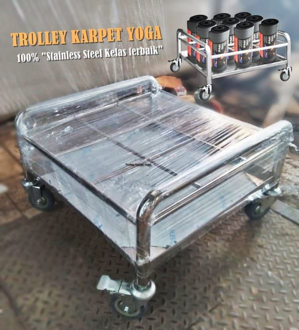 Trolley karpet yoga stainless steel yang dipesan dengan desain custom