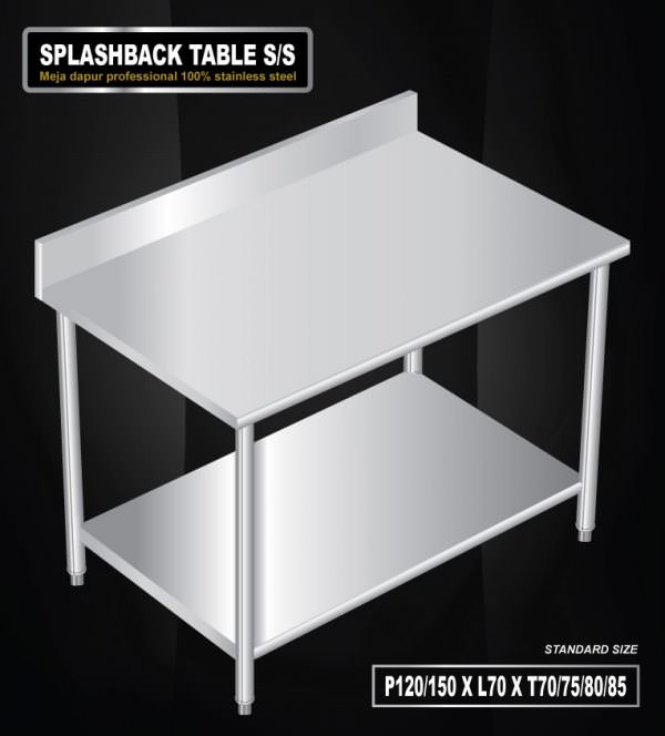 Meja stainless 2 susun dengan splashback JS-WTS.2S