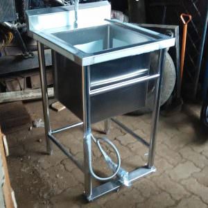 Pot sink stainless keran pedal -Stainless Foot Pedestal Hand Sink
